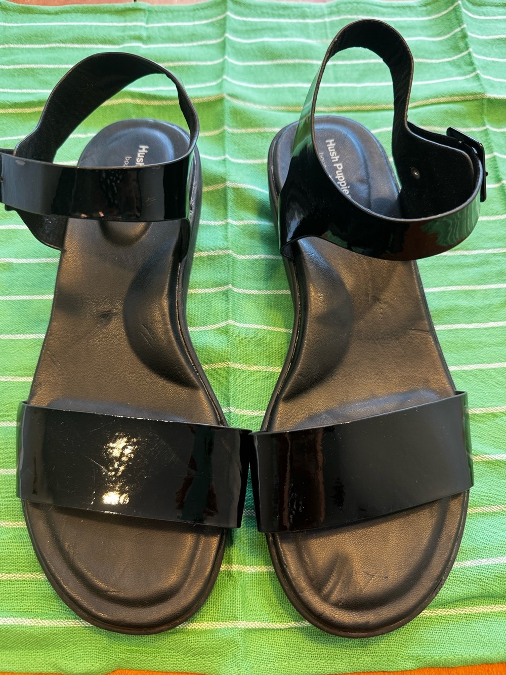 Hush Puppies Original Jelly Women's Black Patent Ankle-Strap Sandals